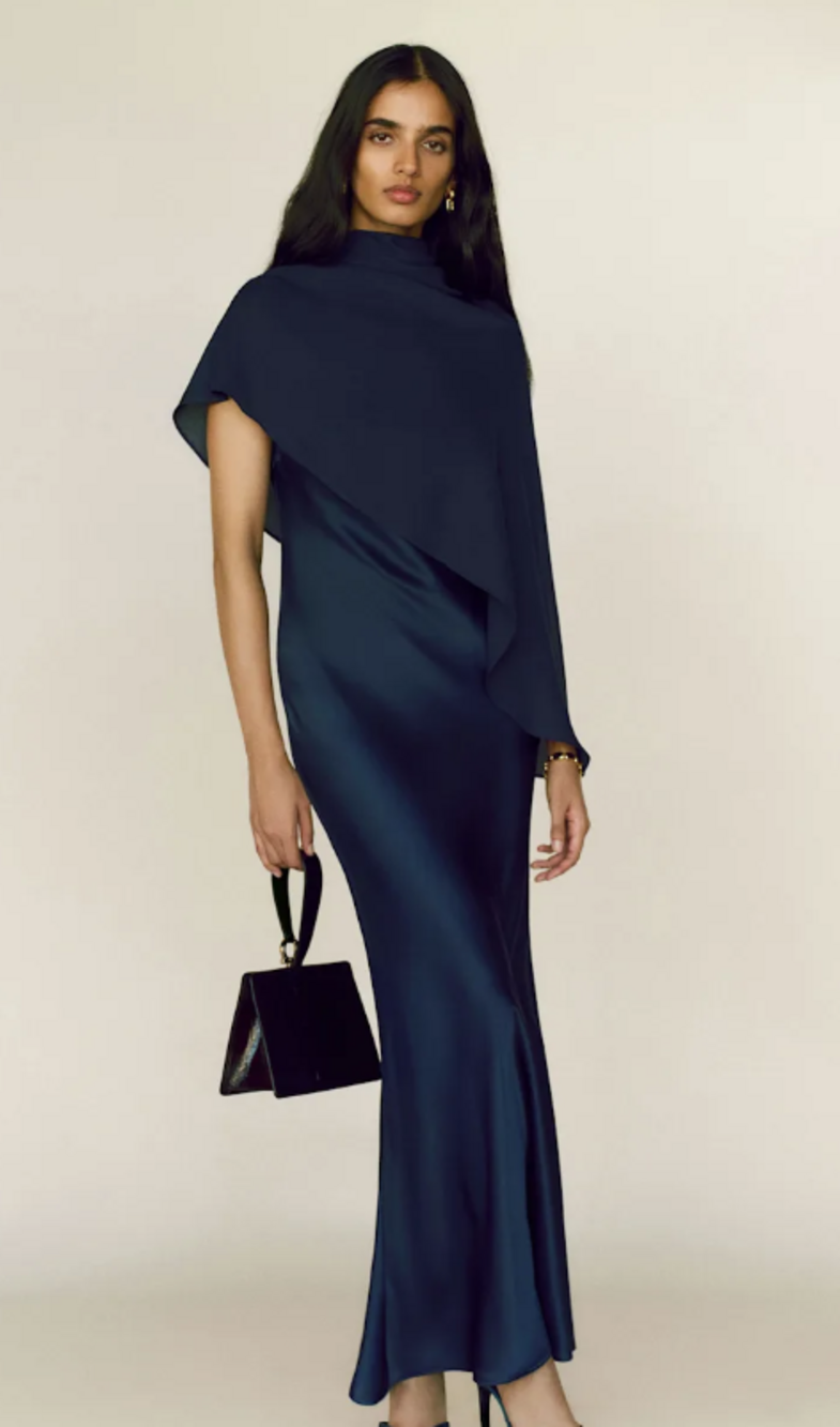 Reformation Lilibeth Silk Dress Blue - Size M
